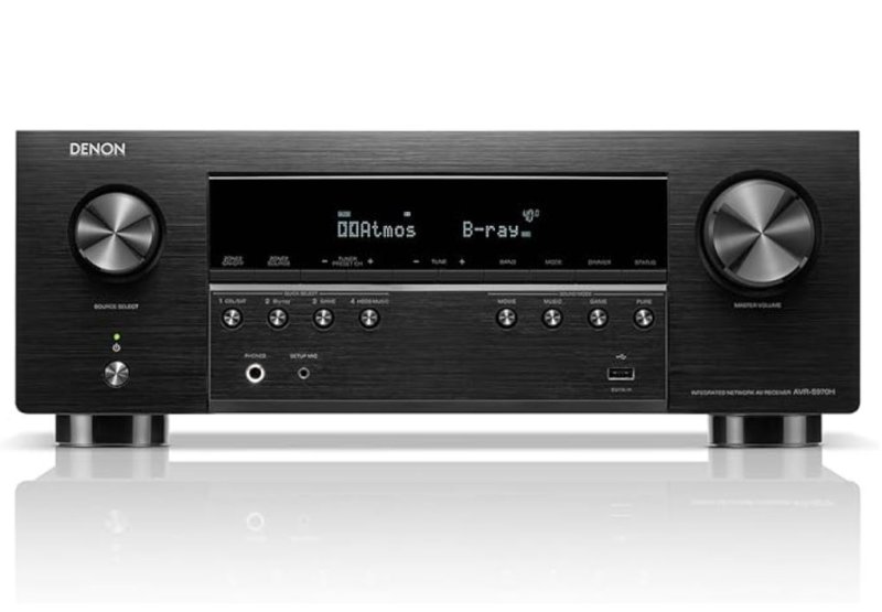 Denon AVR-S970H 8K Ultra HD 7.2 Channel (90W X 7) AV Home Audio Receiver, Built for Gaming, Music Streaming, 3D Audio & Video, Alexa + HEOS, Black, Bluetooth Amplifier